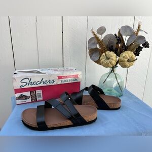Skechers Arch Comfort with Luxe Foam Black Sandals New